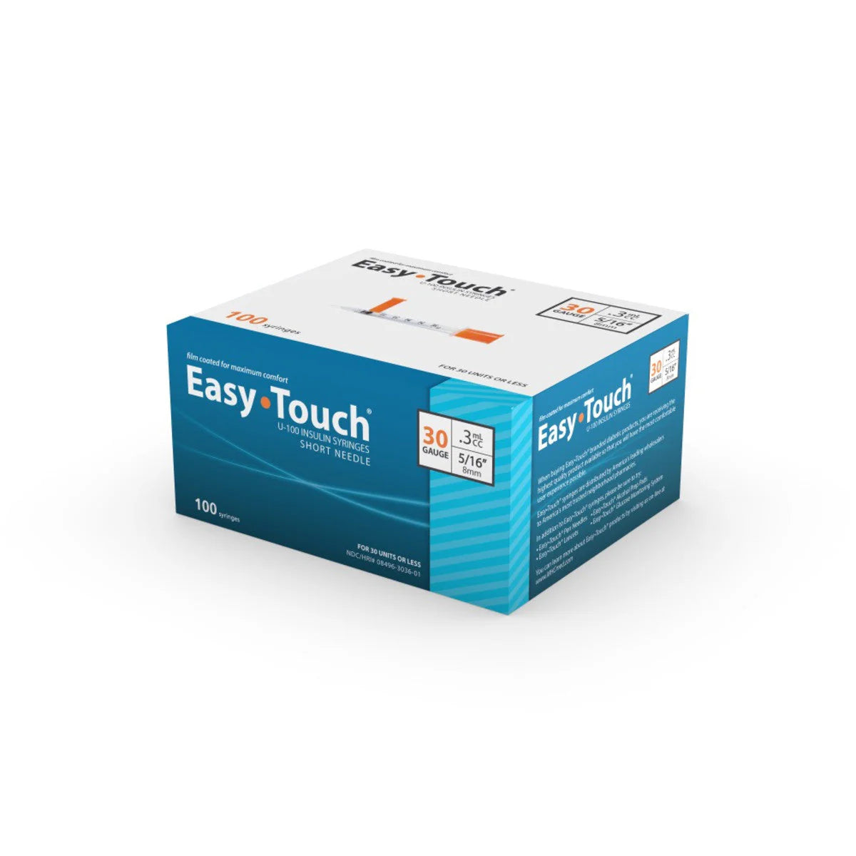 MHC - Easy Touch .3cc Insulin Syringe 30g x 5/16 (100/BX)